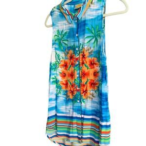 C&C California Hawaiian Print Top Size Medium